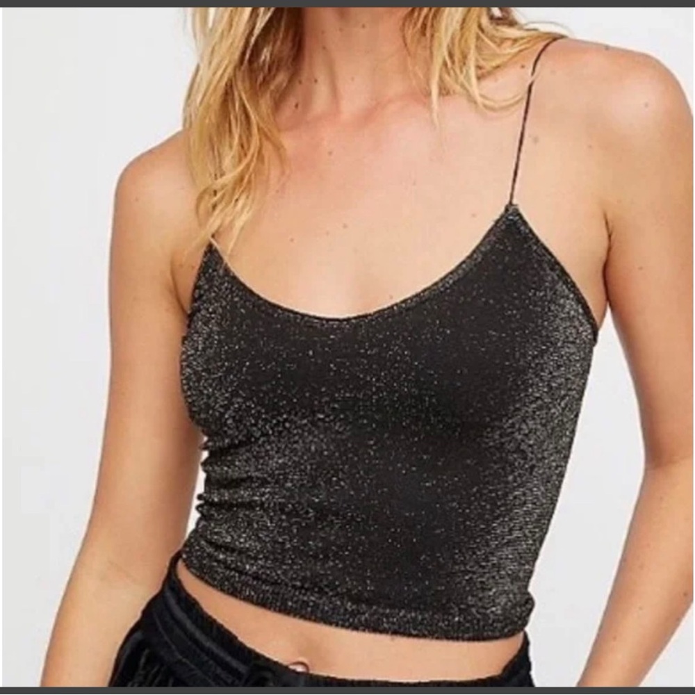 #1630 NWT Intimately Free People Black Gold Crop Top Tank Size M/L